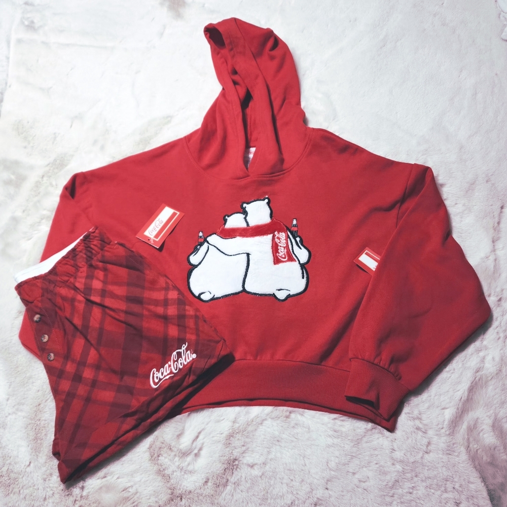 Coca-Cola Red Hoodie and Shorts PJ Set Size Medium
